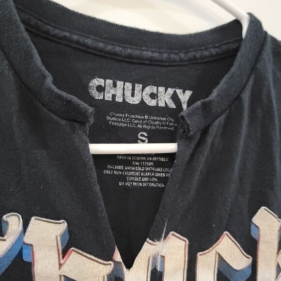 Chucky Childs Play Womens Top Size Small Graphic T Shirt Black Horror 80S Movie - Picture 2 of 6